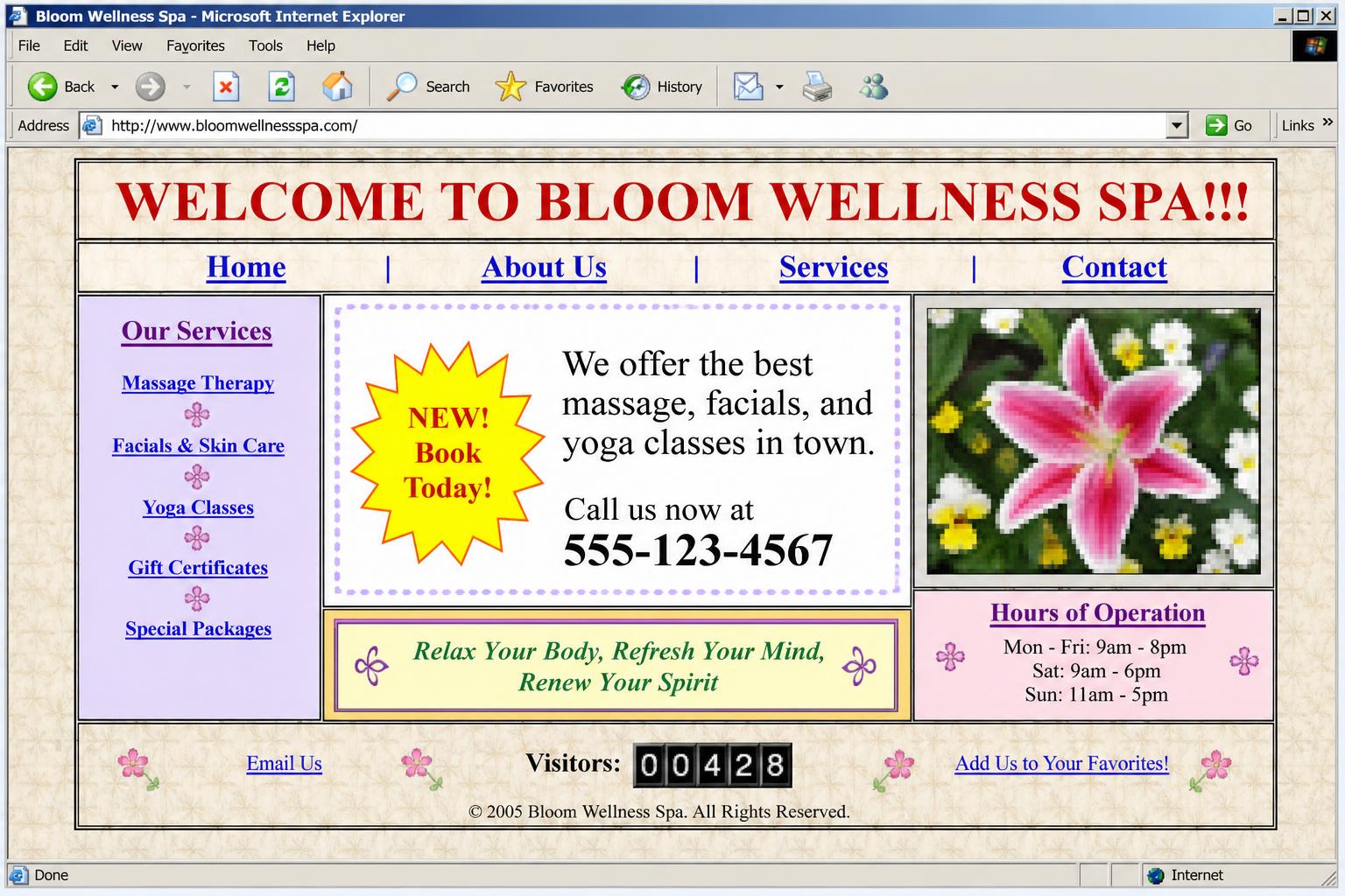 Before: outdated cluttered website
