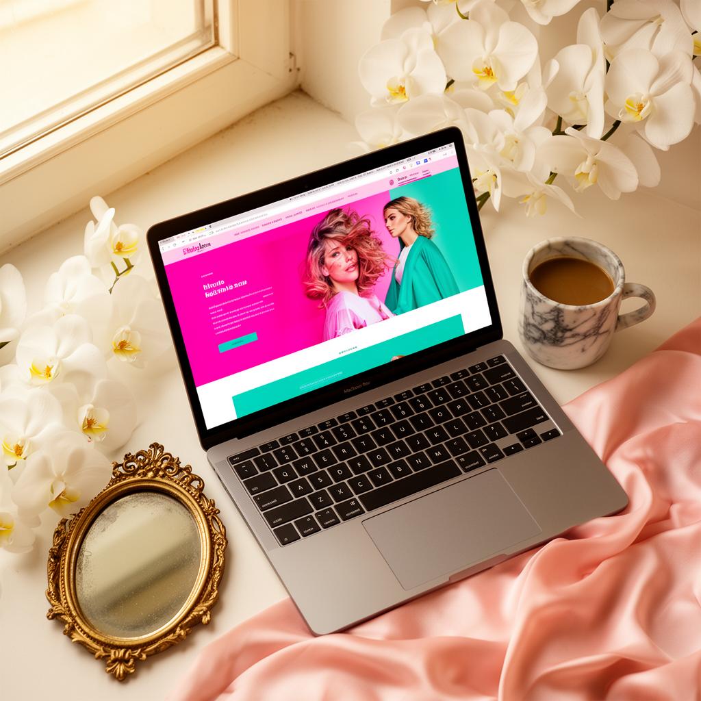 Premium feminine website design studio workspace